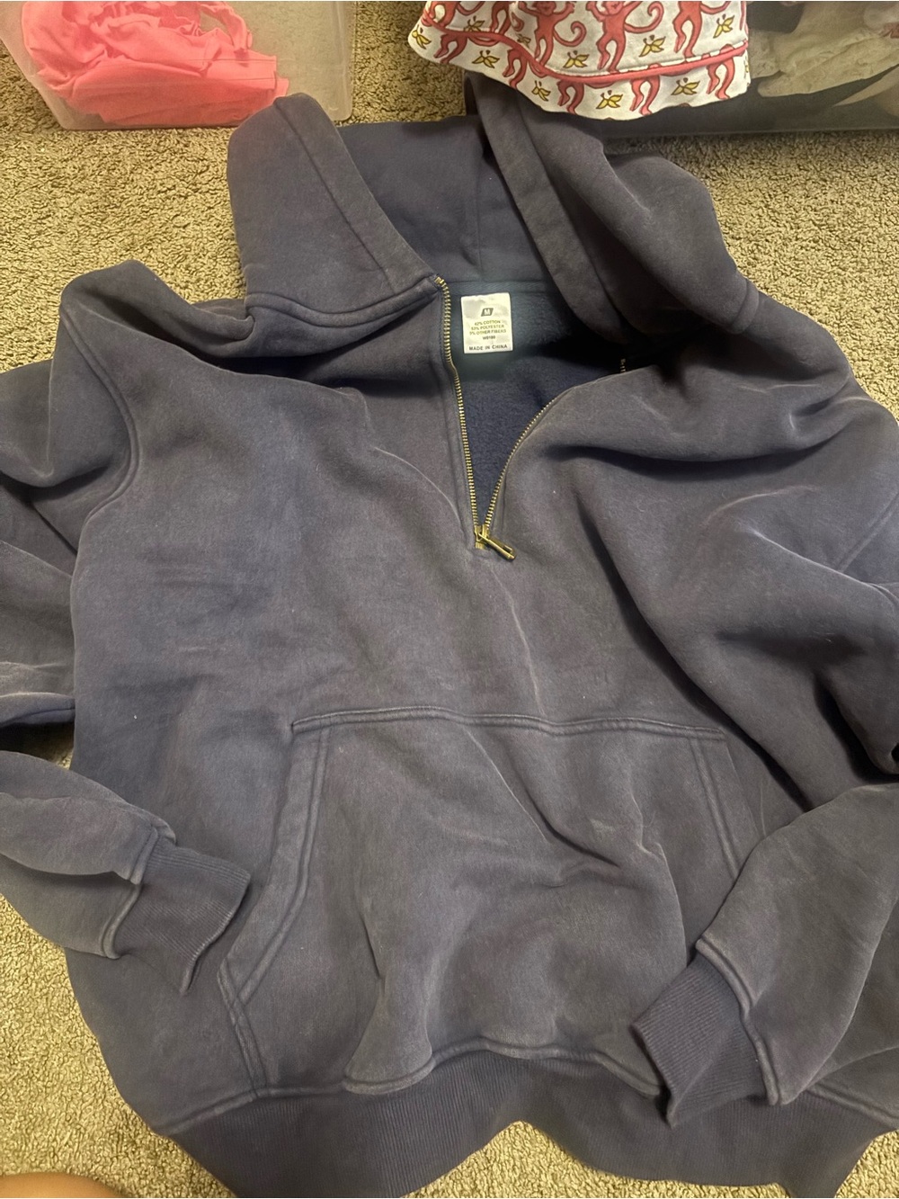 Classic Half-Zip Hooded Sweatshirt – Navy